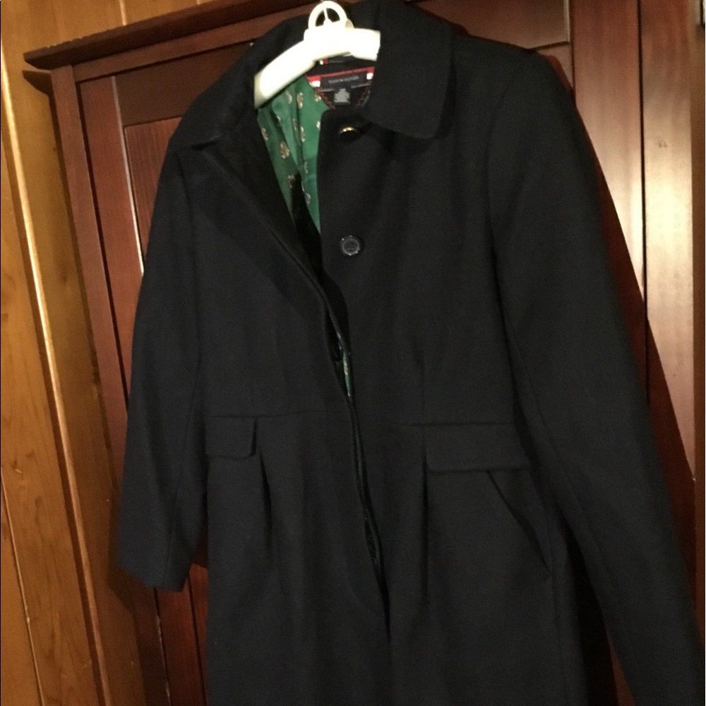 TOMY HILFIGER Wool Long Black Women’s Coat~Small~Pre-Owned
